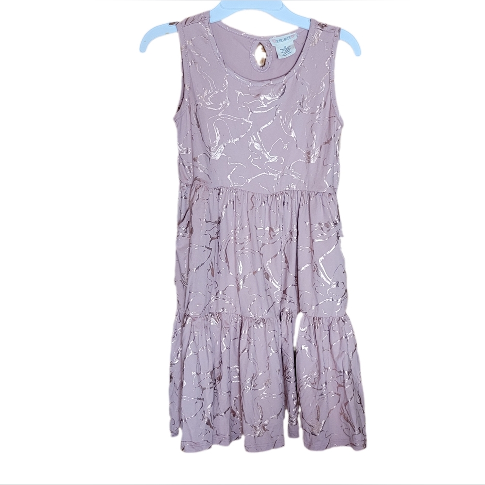 NWOT SOHO BLUE Beautiful Rose Gold Foiled Dress, Size 10